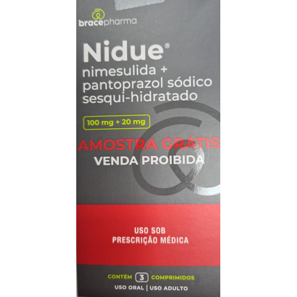 Nidue - Nimesulida 100mg + Pantoprazol sódico sesqui-hidratado 20mg - 3 Comprimidos